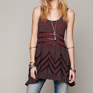 Free People I Voile & Lace Trapeze Slip in Maroon